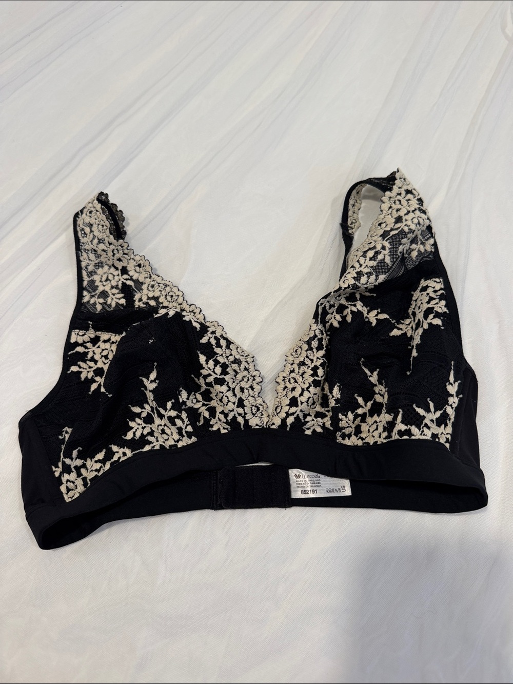 Wacoal Black Bralette with Cream Floral Lace